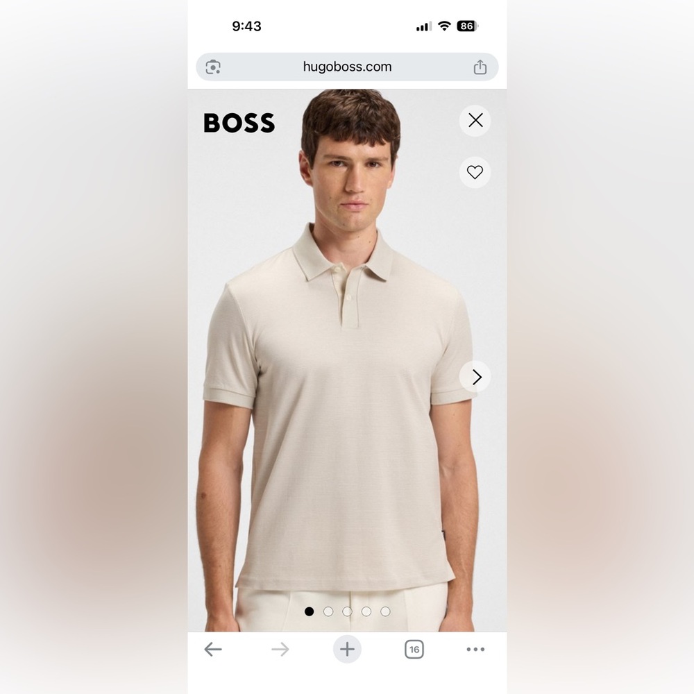 BOSS MERCERIZED-COTTON POLO SHIRT WITH MICRO PATTERN size L